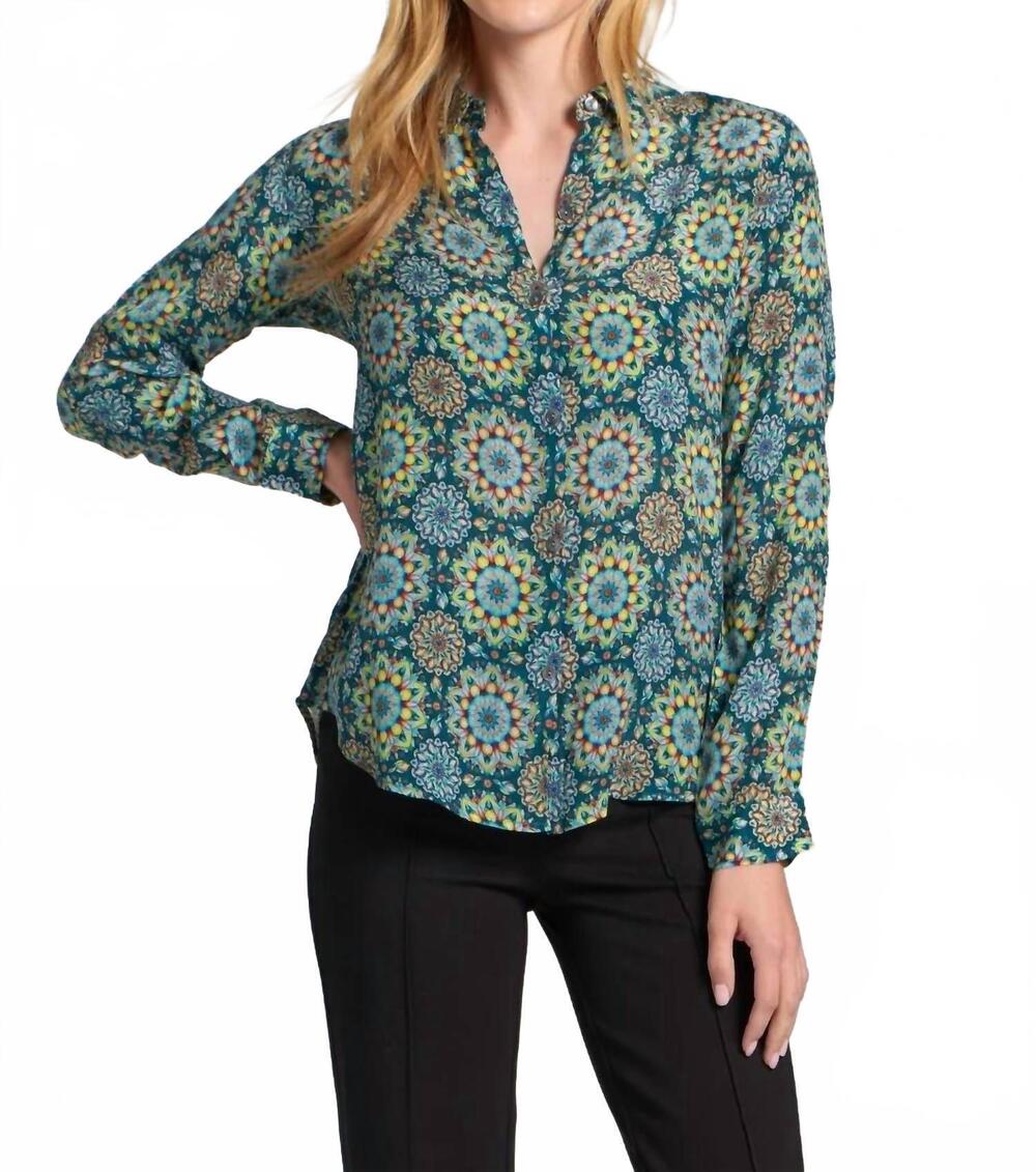 NEW APNY button-up blouse with roll-up sleeves in green - Picture 4 of 6